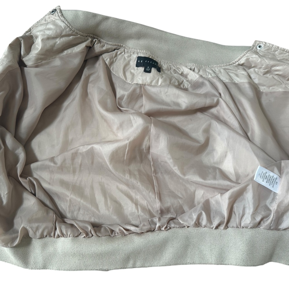 No Vacancy Senior Year Varsity Bomber M Jacket Beige Size Small S - Picture 7 of 16